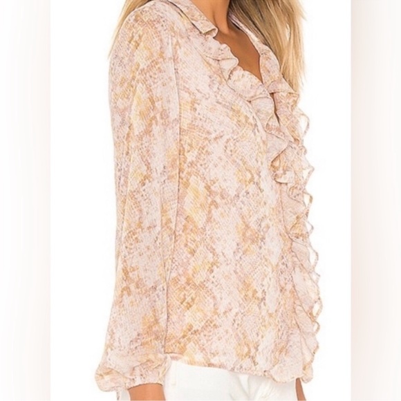 REVOLVE Majorelle Snake Print Ruffle Front Blouse - Picture 9 of 9